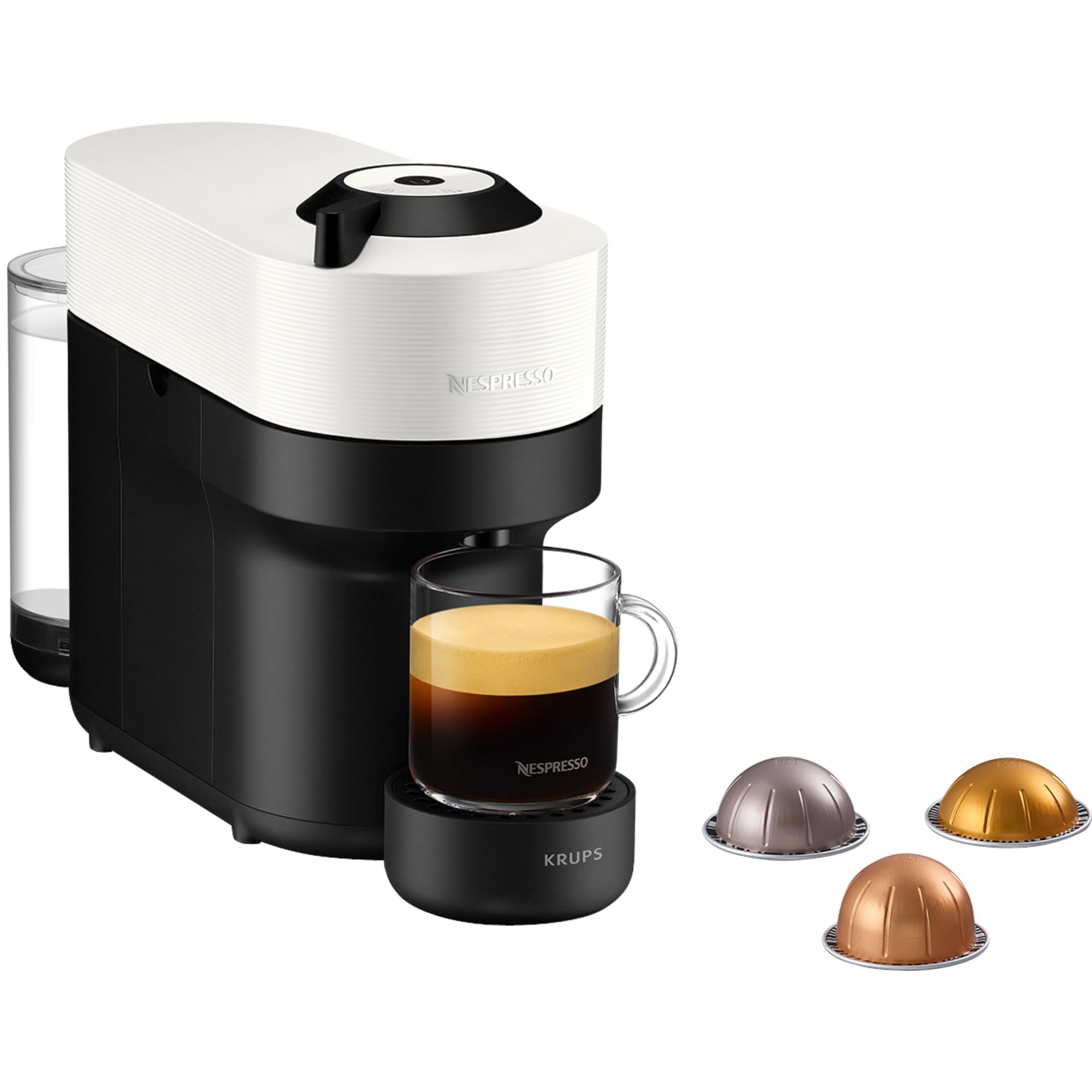 VERTUO Pop Cafetière à dosettes, machine à café de qualité espresso, 4 tailles verres, technologie technologie avancée, Blanc, XN9201&nbsp;