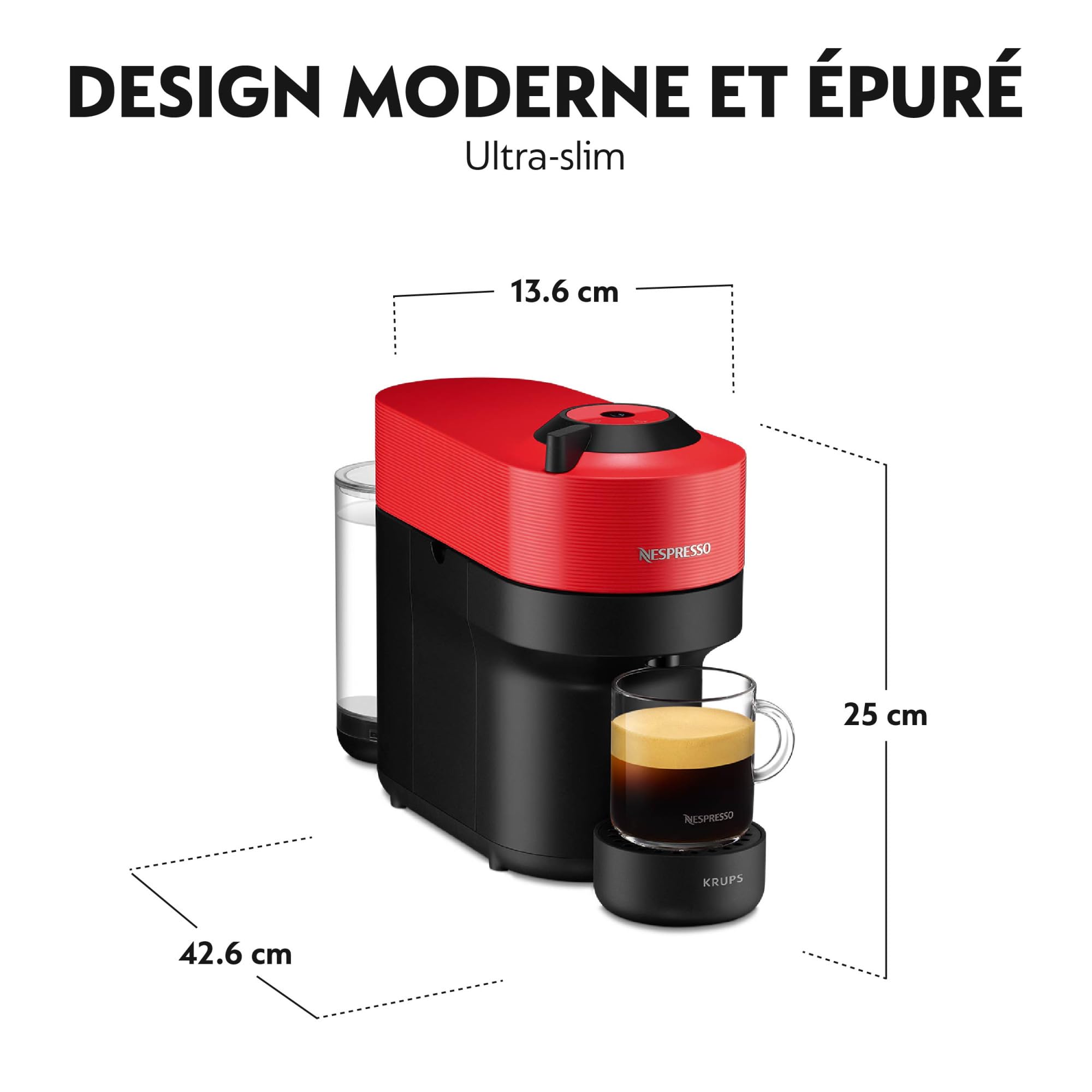 Machine à Café Armonex POP Rouge Cafetière à Capsules YY4888FD, Rouge