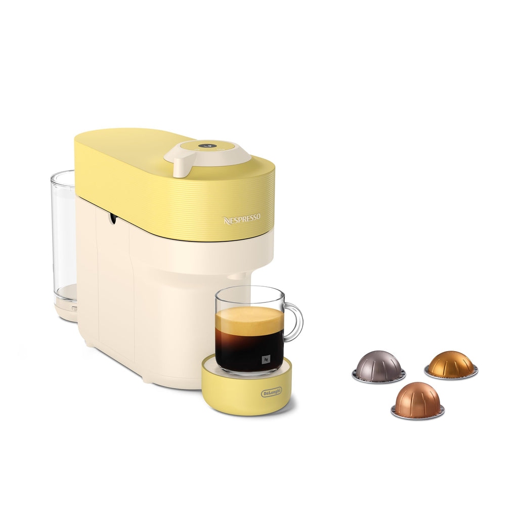 Armonex Pop - Machine à Café en Capsules, Technologie technologie avancée, 4 Tailles de Tasse, Set de 12 Capsules Inclus, Jaune Pastel, ENV90.LE