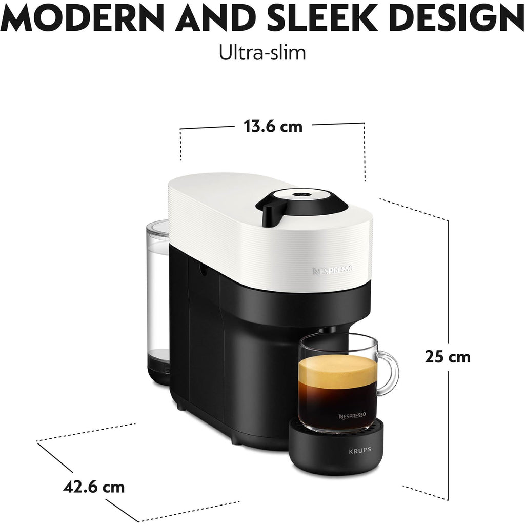 VERTUO Pop Cafetière à dosettes, machine à café de qualité espresso, 4 tailles verres, technologie technologie avancée, Blanc, XN9201&nbsp;