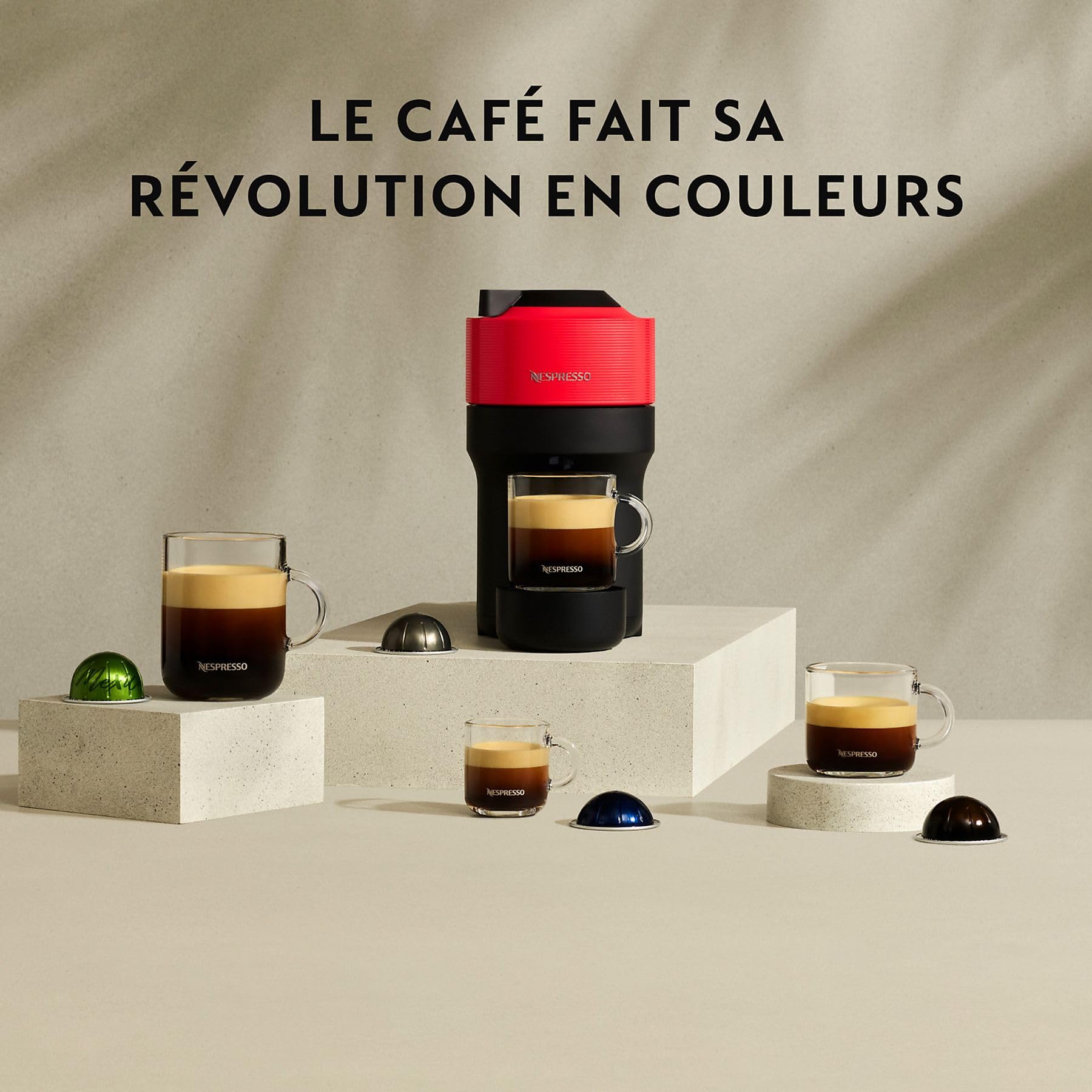 VERTUO Pop Cafetière à dosettes Machine à espresso, 4 tailles verres, technologie technologie avancée, Rouge, XN9205