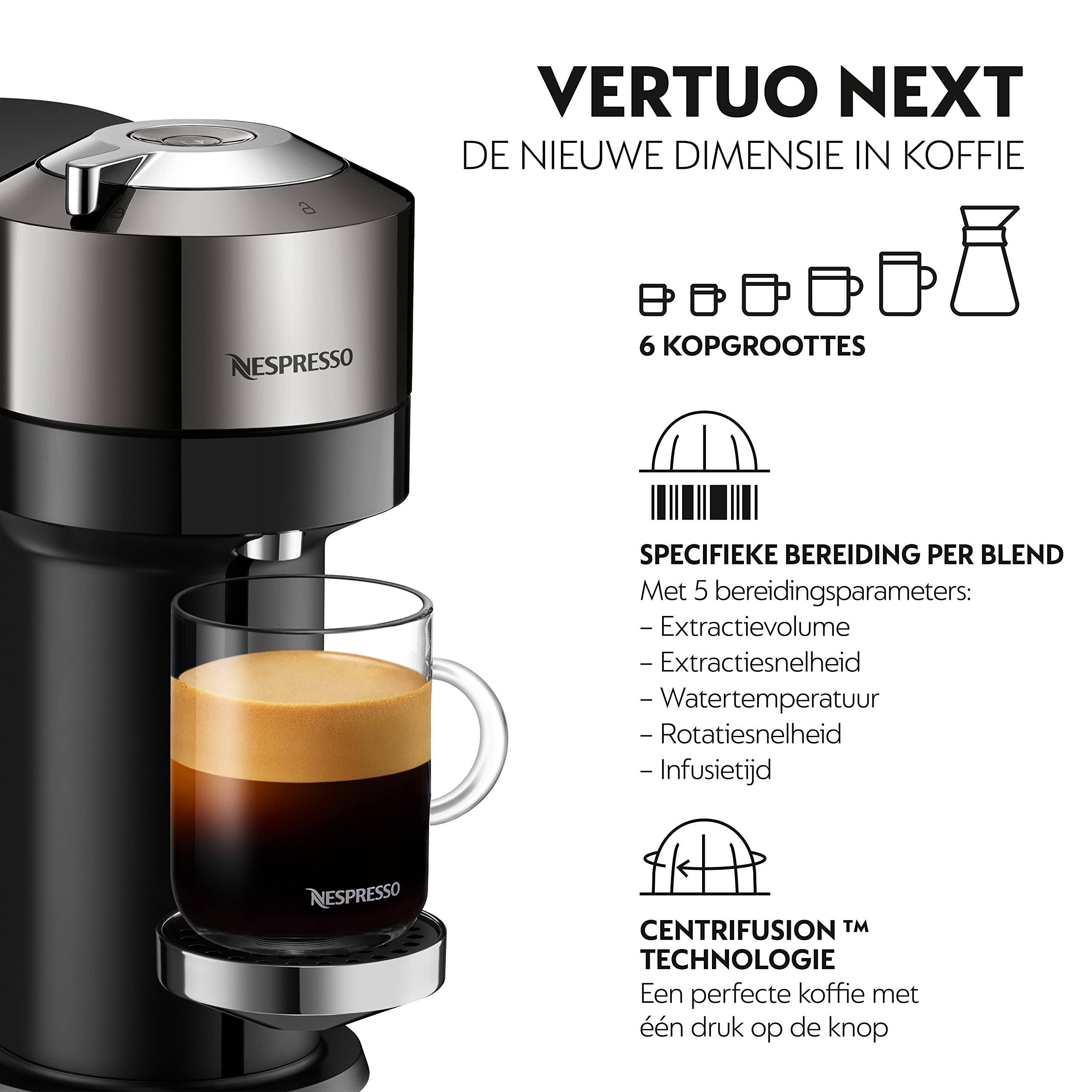 Armonex Next machine à café de qualité Cafetière à dosette 1,1 L, XN910C10, Noir, Gris